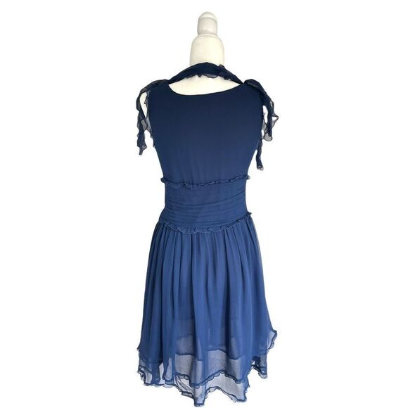 CHLOE Navy Silk Chiffon Dress - Picture 4 of 8